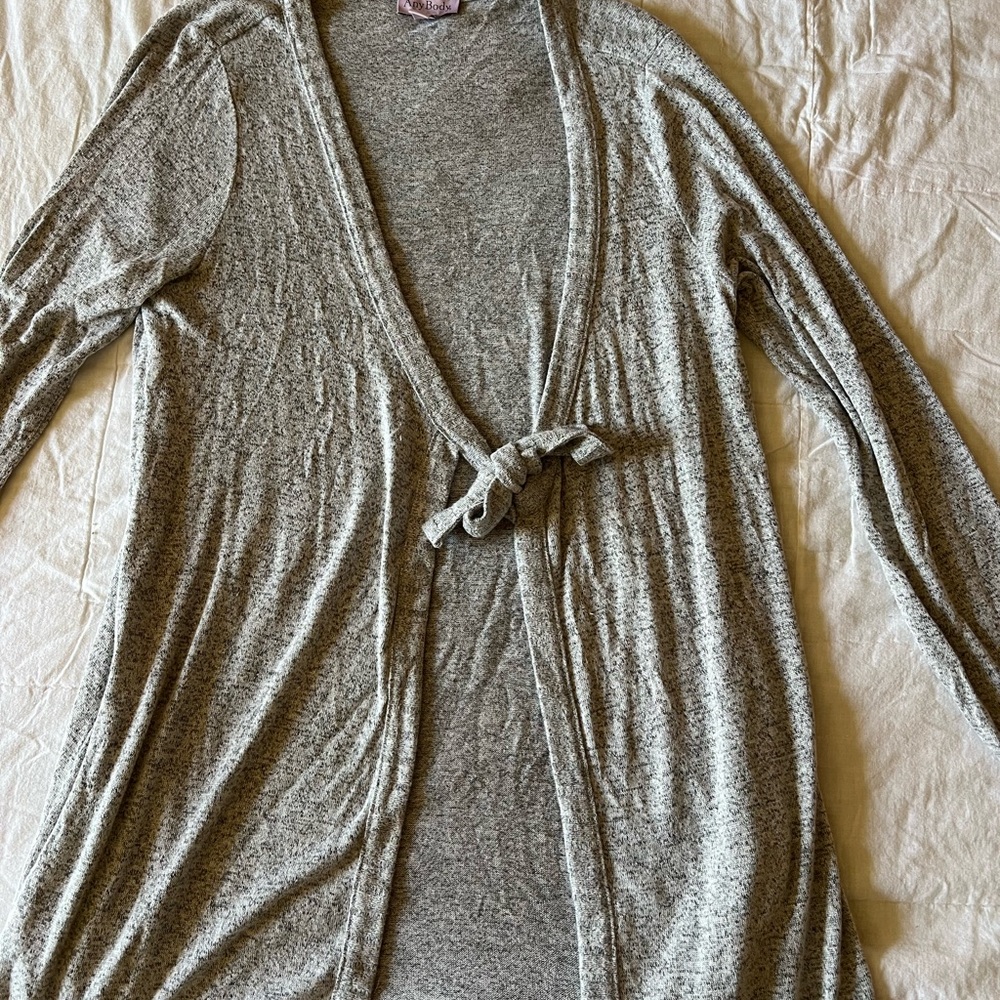 Grey Tie-Front Cardigan